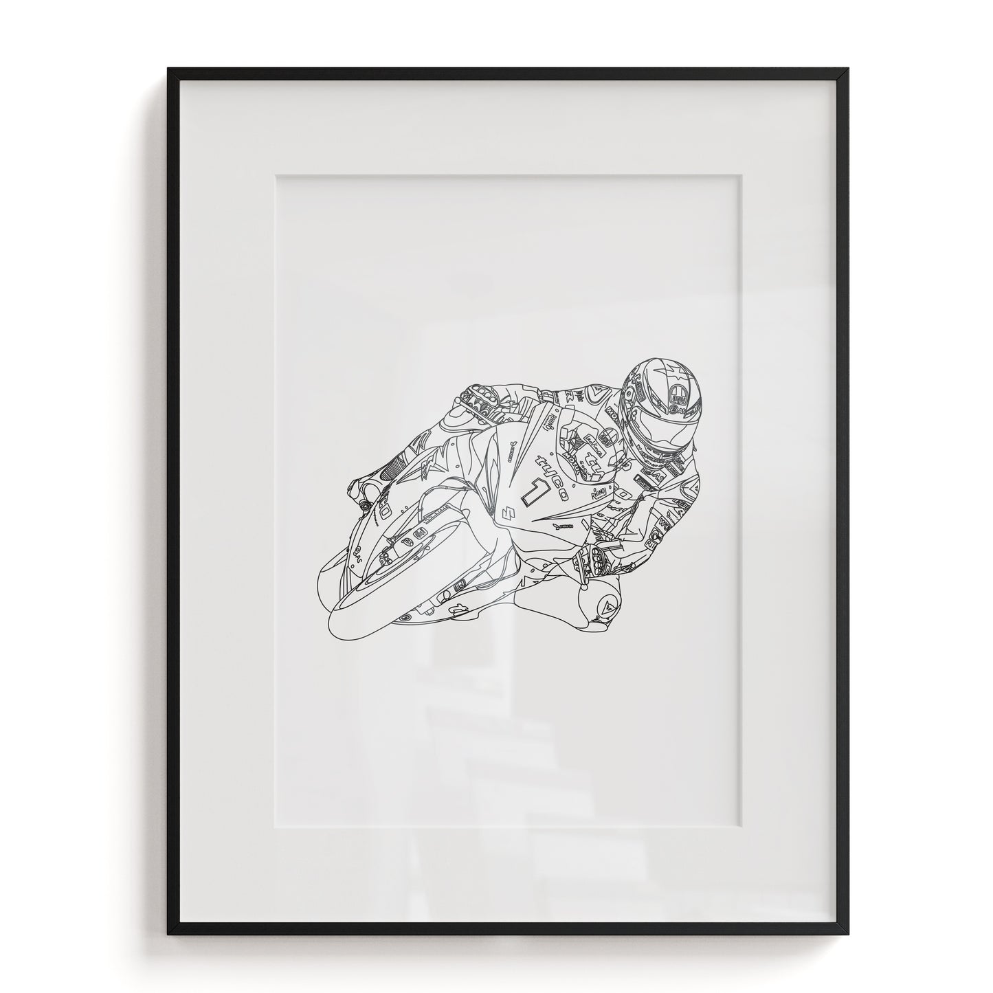 Custom Line Art Motorbike Print