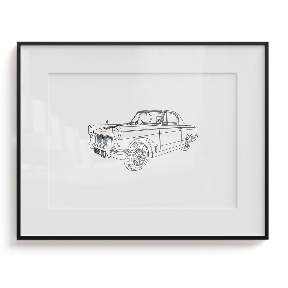 Custom Minimalist Car Line Art Print by ElliotDrawsStuff