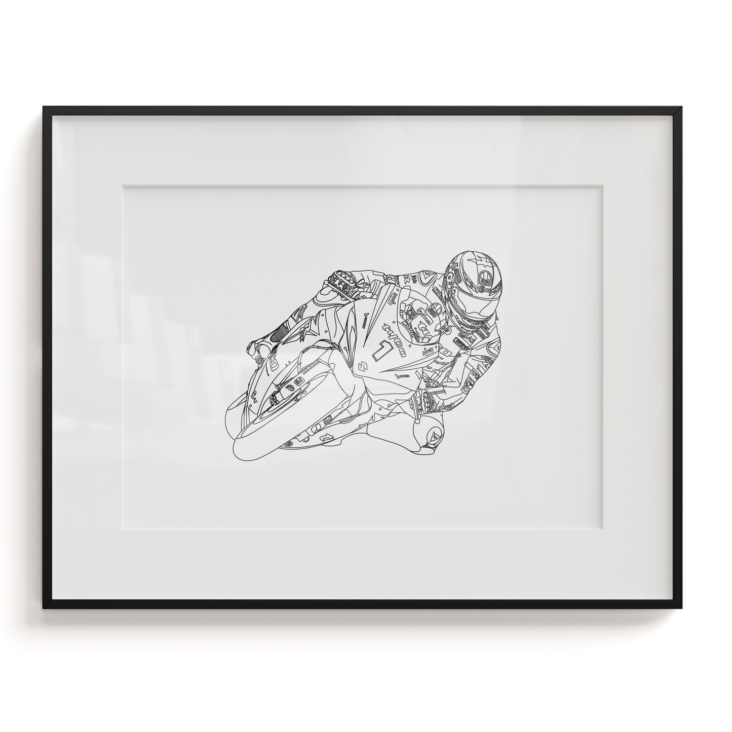 Custom Line Art Motorbike Print