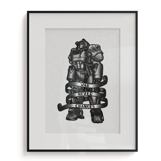 War Never Changes - Fallout Tattoo Flash Print