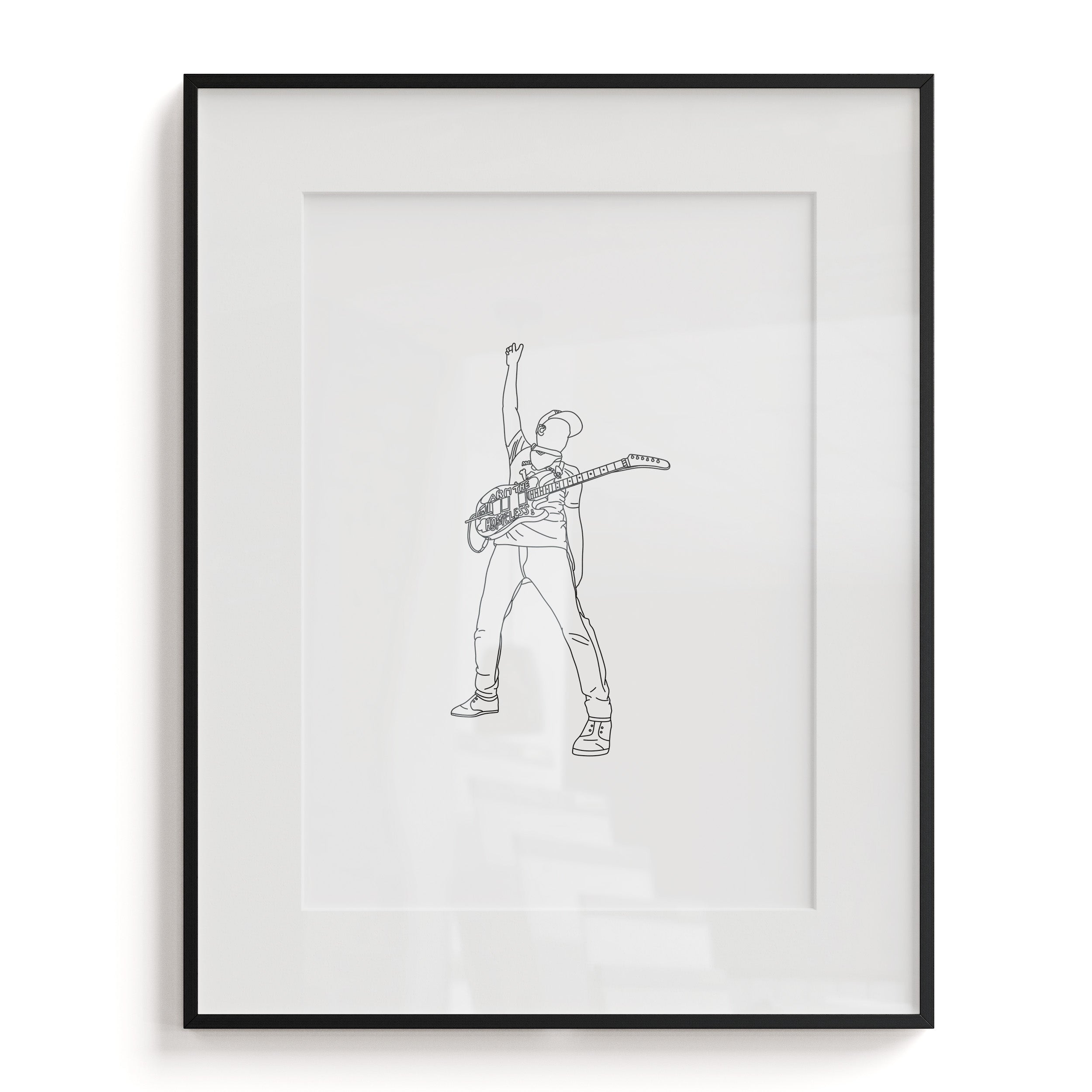 Tom Line Artist Tom Morello Minimalist Line Art Print by ElliotDrawsStuff