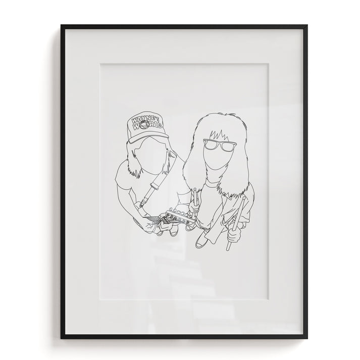 Waynes World Minimalist Line Art Print by ElliotDrawsStuff